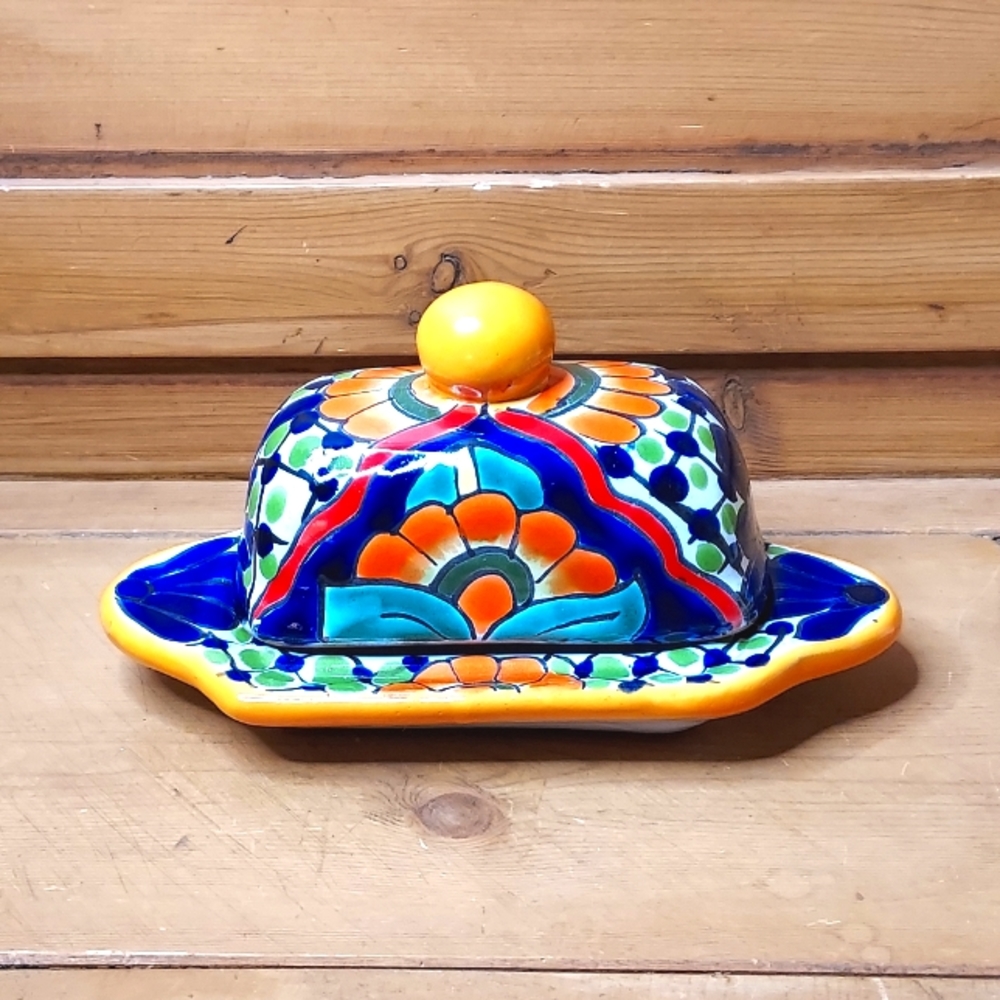 TALAVERA Mexico VERY Colorful Butter Dish